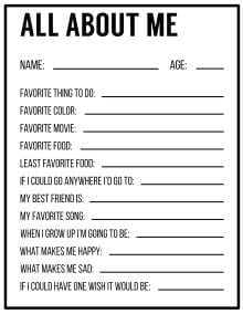 best all about me preschool questions