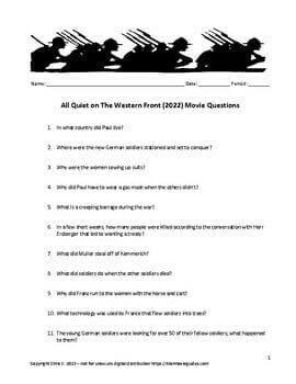 best all quiet on the western front movie questions