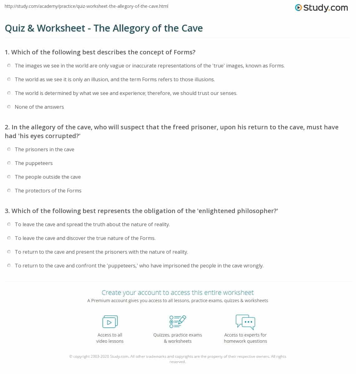best allegory of the cave questions