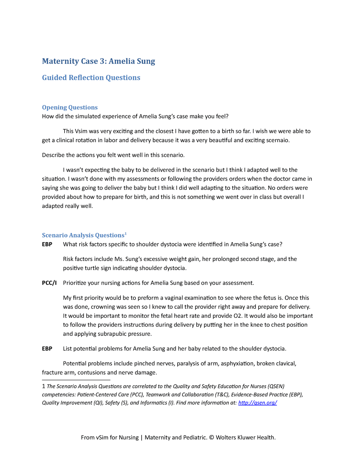 best amelia sung guided reflection questions