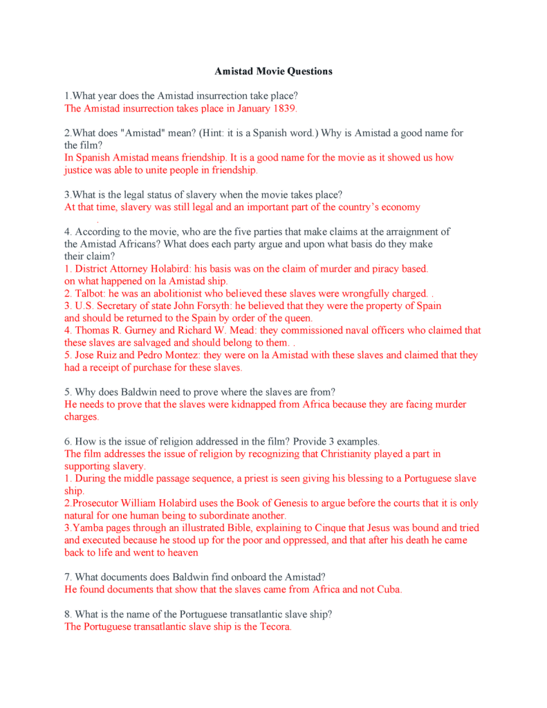 best amistad movie questions