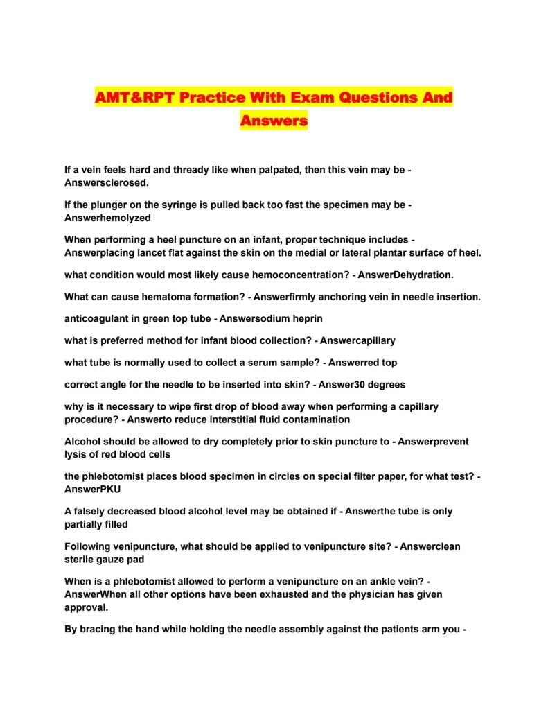 best amt exam questions