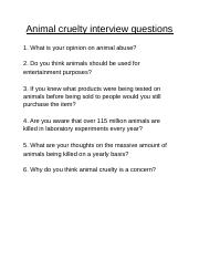 best animal cruelty questions