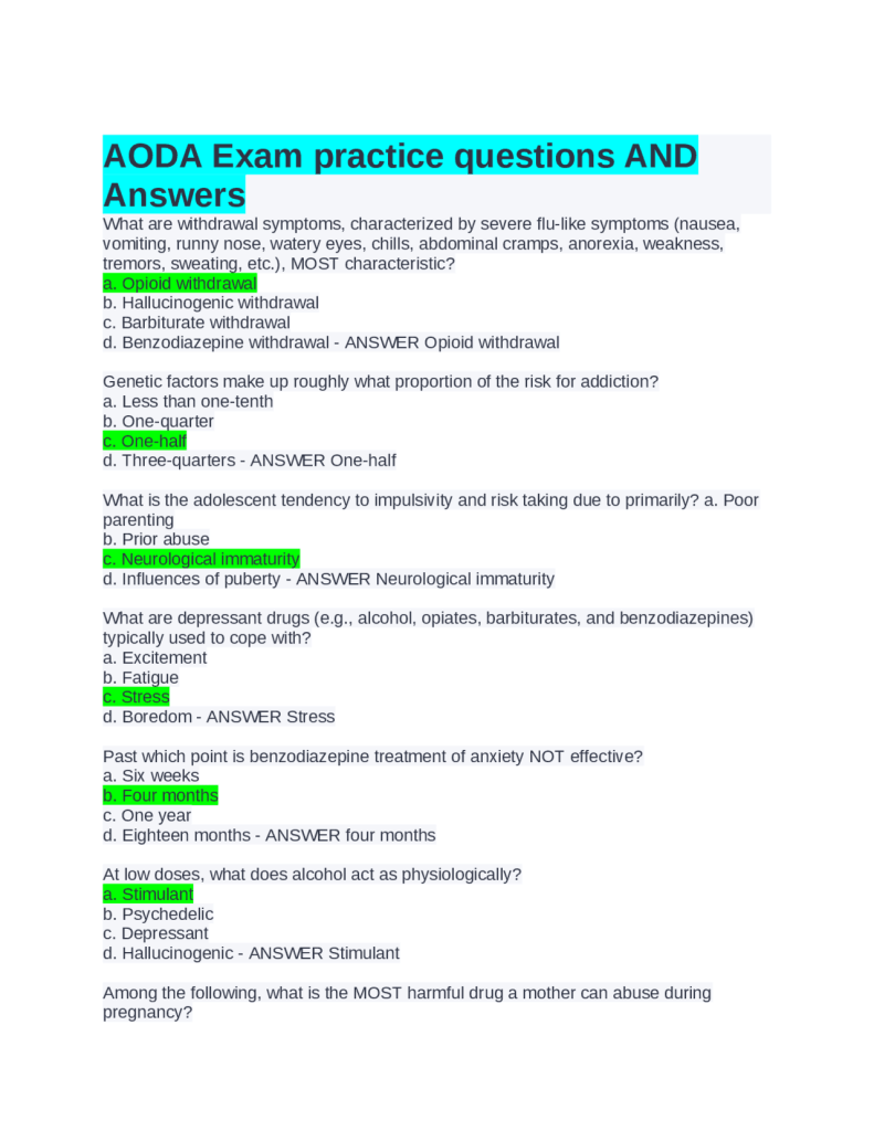 best aoda assessment questions