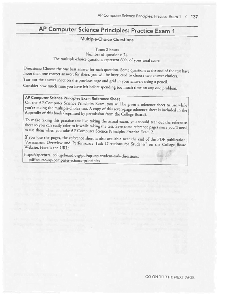 best ap computer science principles practice exam 74 questions
