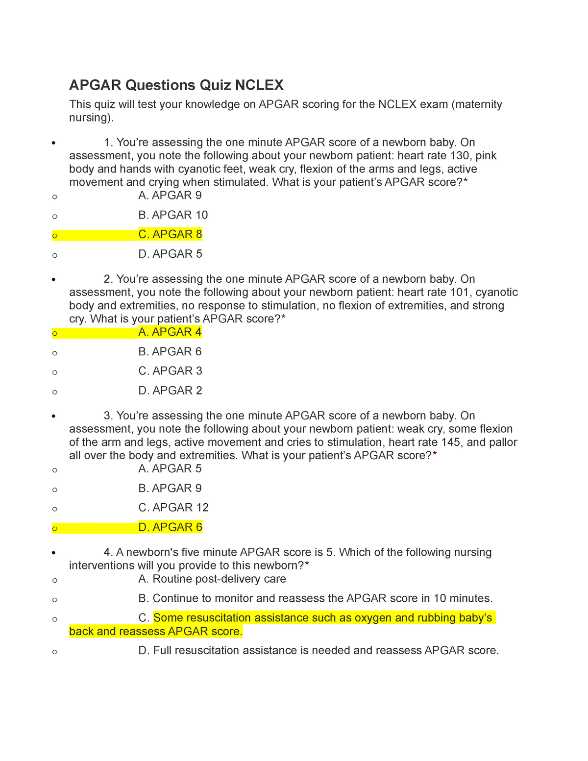 best apgar questions