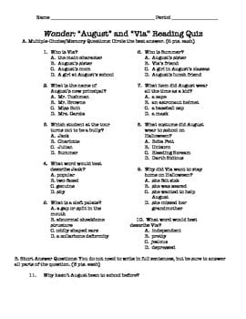 best ar test questions for wonder