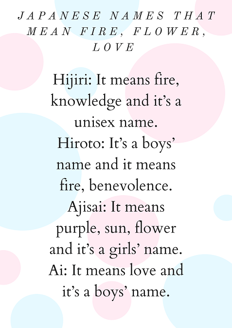 best japanese name for fire