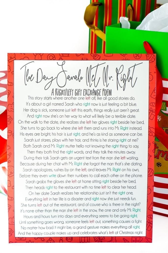best left right gift exchange poems