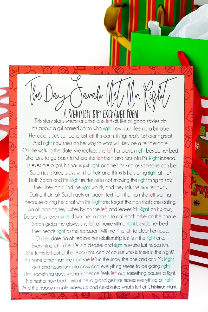 best left right gift exchange poems
