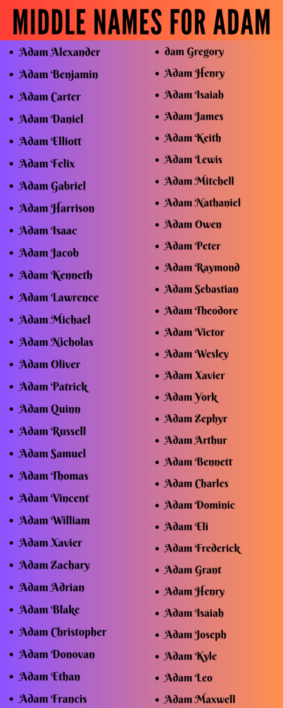 best middle name for adam