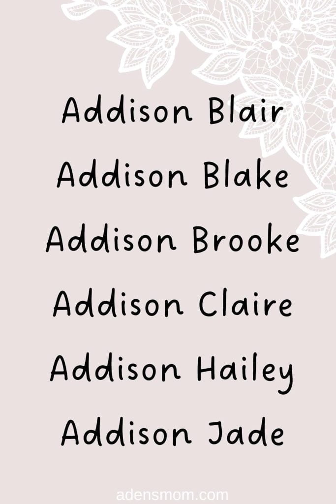 best middle name for addison