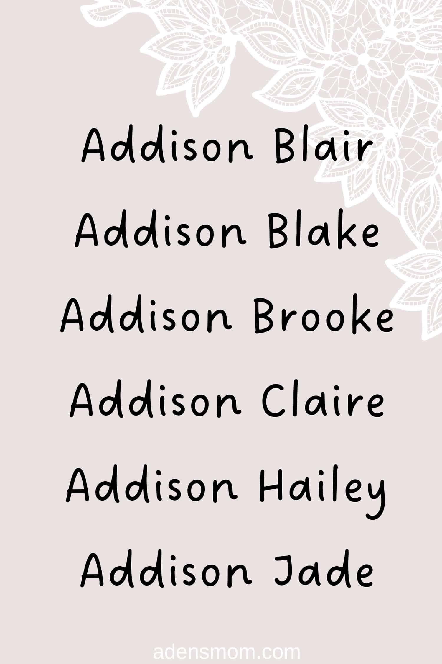 best middle name for addison
