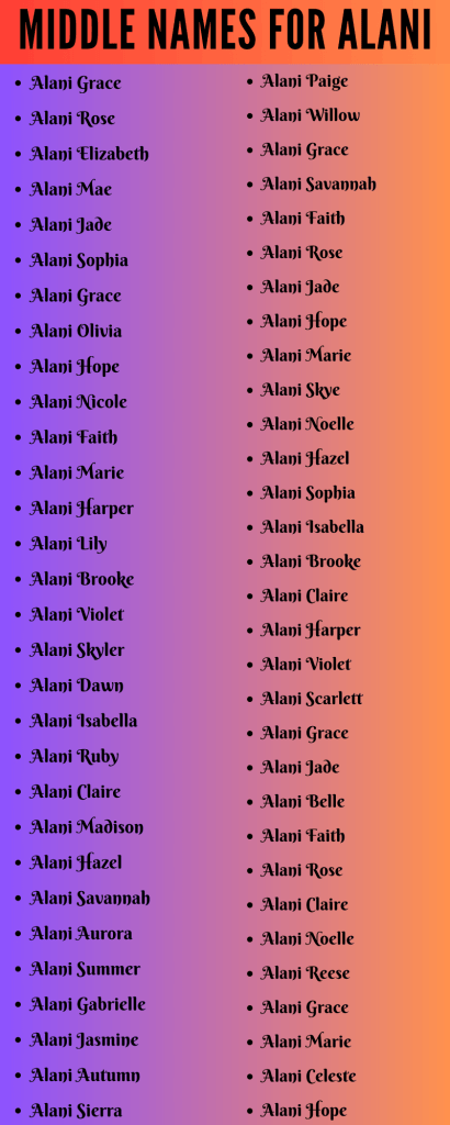 best middle name for alani