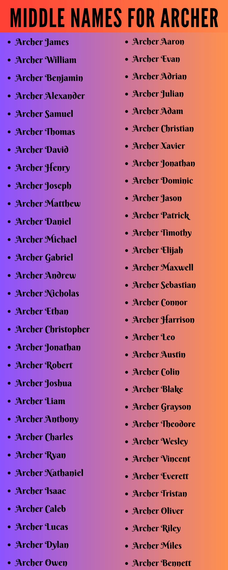 best middle name for archer