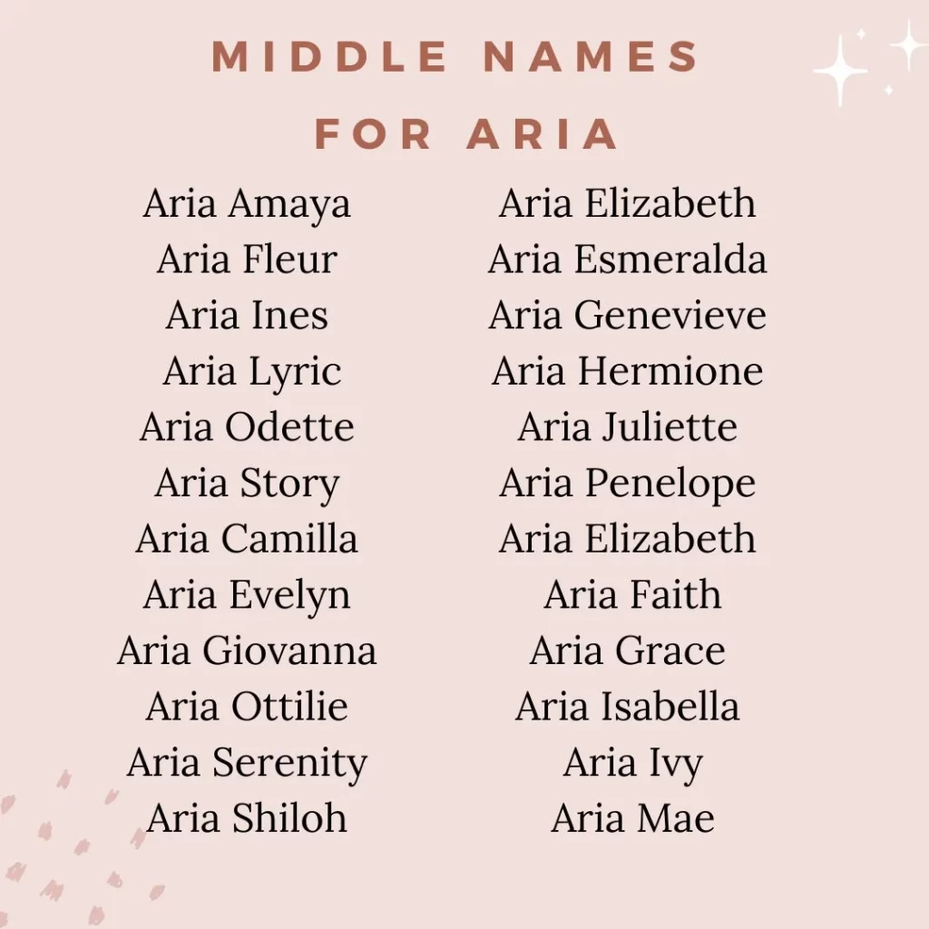 best middle name for aria