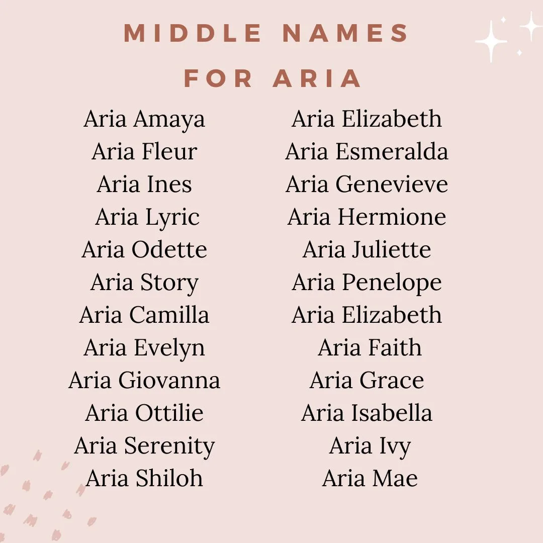 best middle name for aria