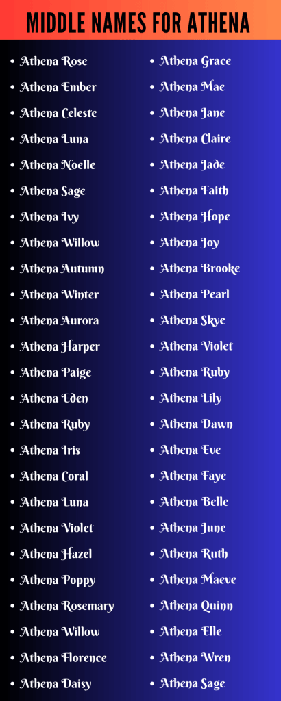 best middle name for athena