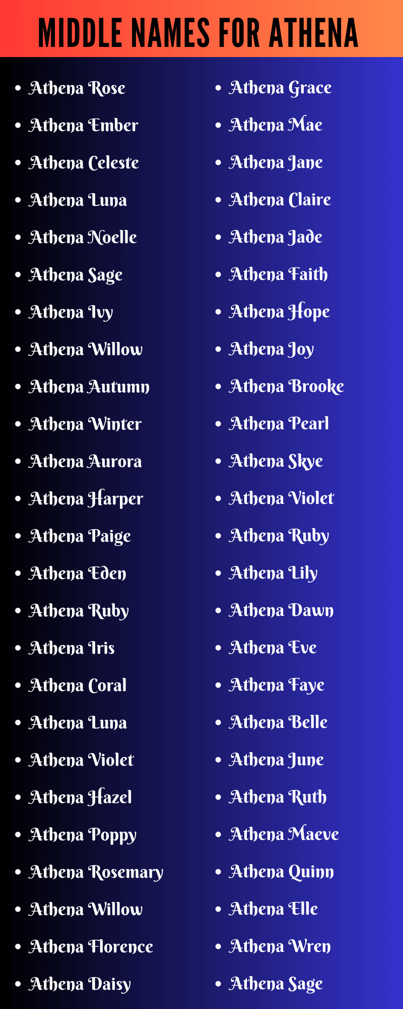 best middle name for athena