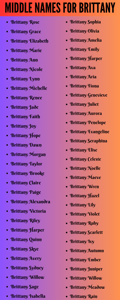 best middle name for brittany