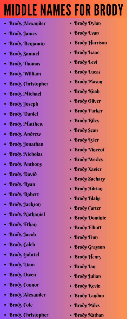 best middle name for brody