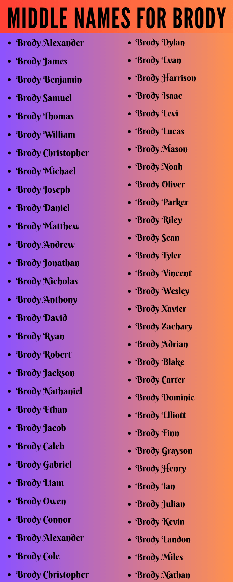 best middle name for brody