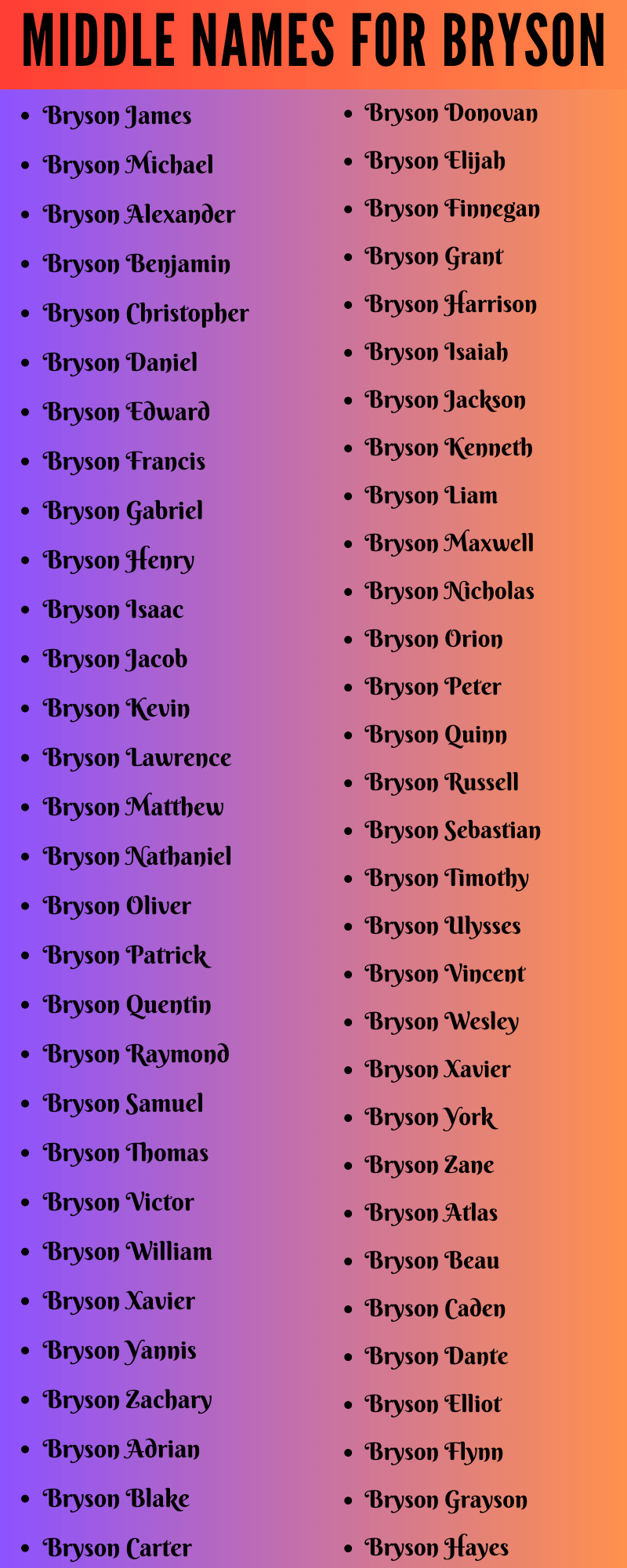 best middle name for bryson