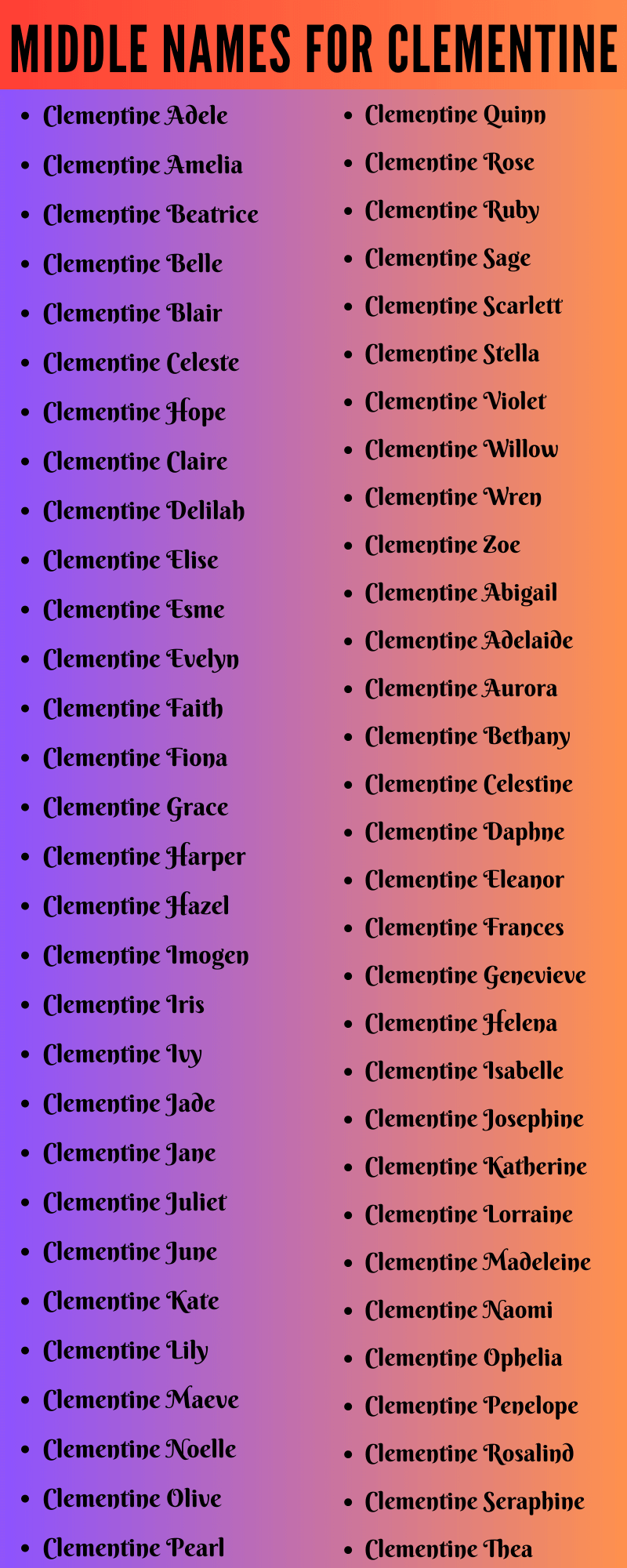 best middle name for clementine