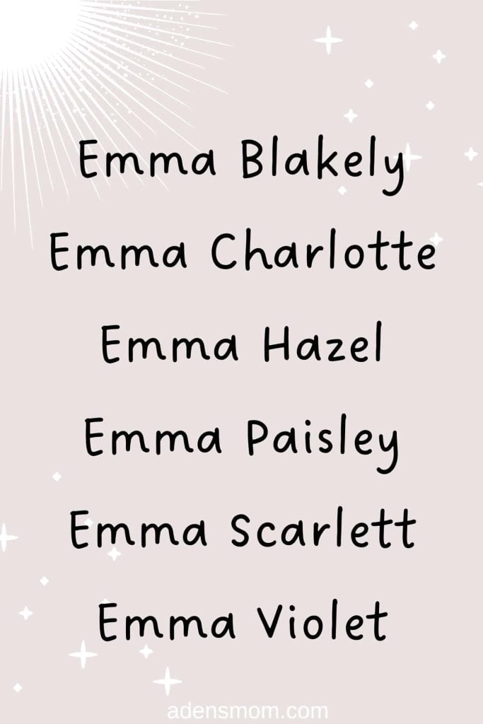 best middle name for emma