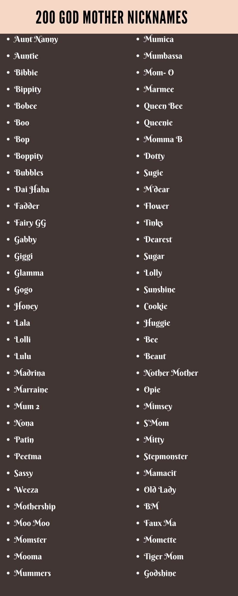 best nickname for godmother