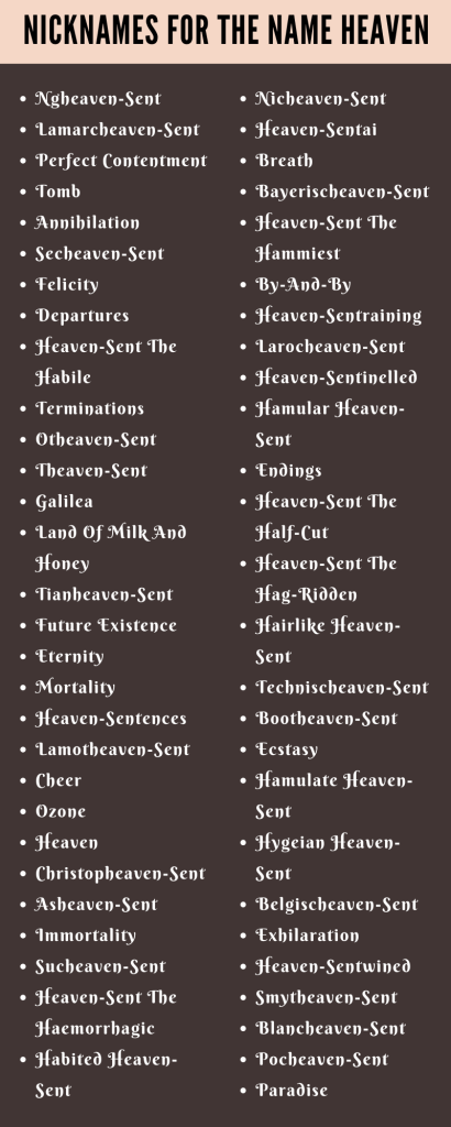 best nickname for heaven