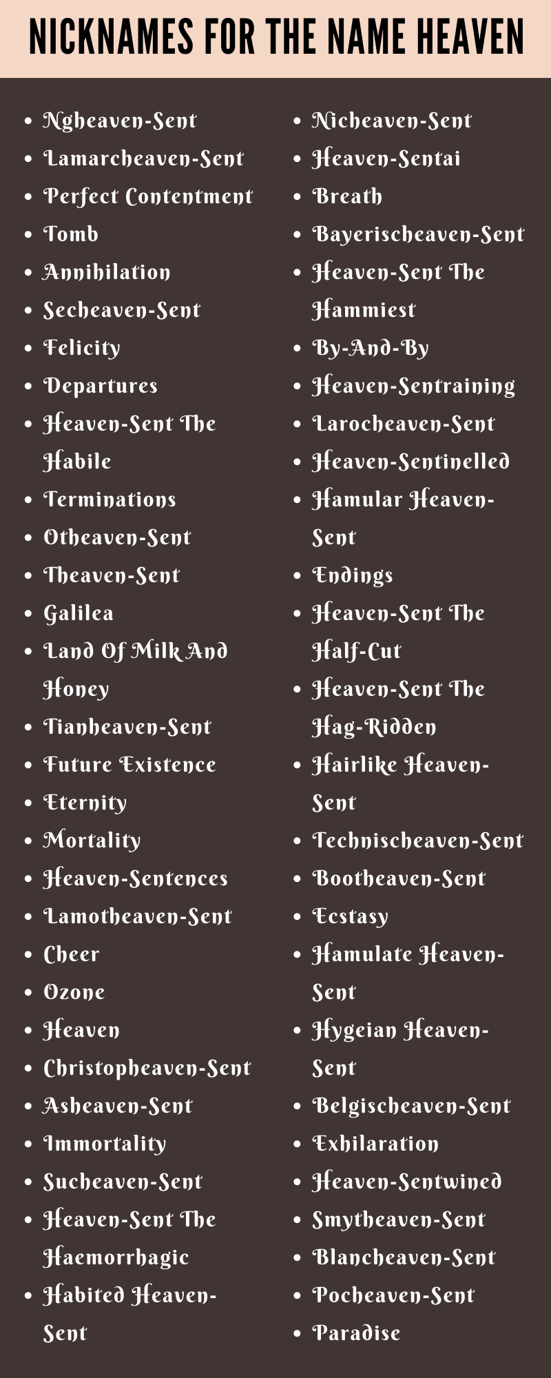 best nickname for heaven