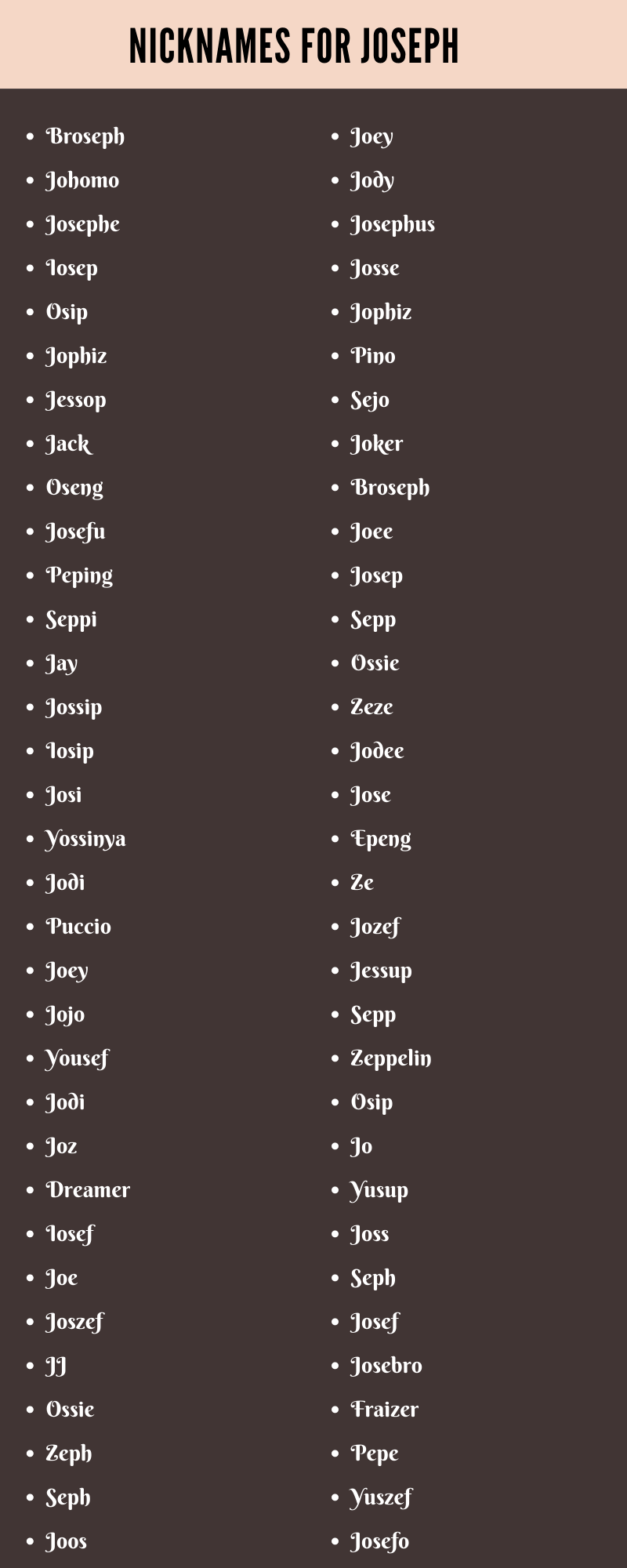 best nickname for joseph