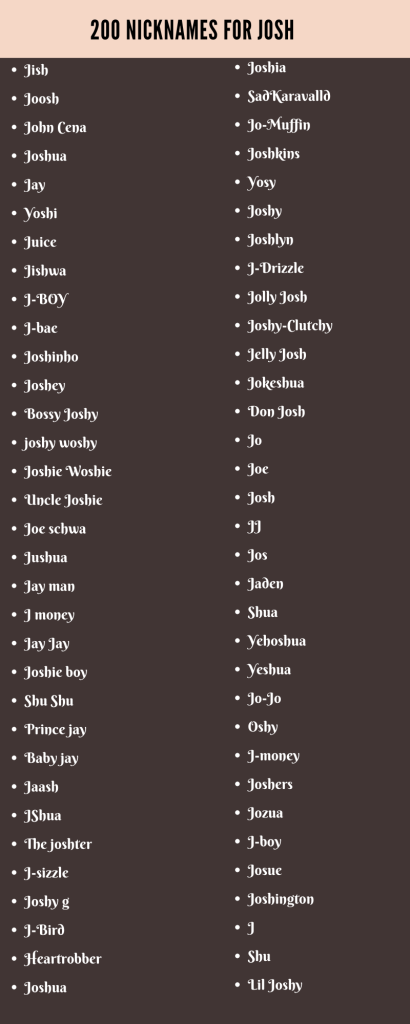 best nickname for josh
