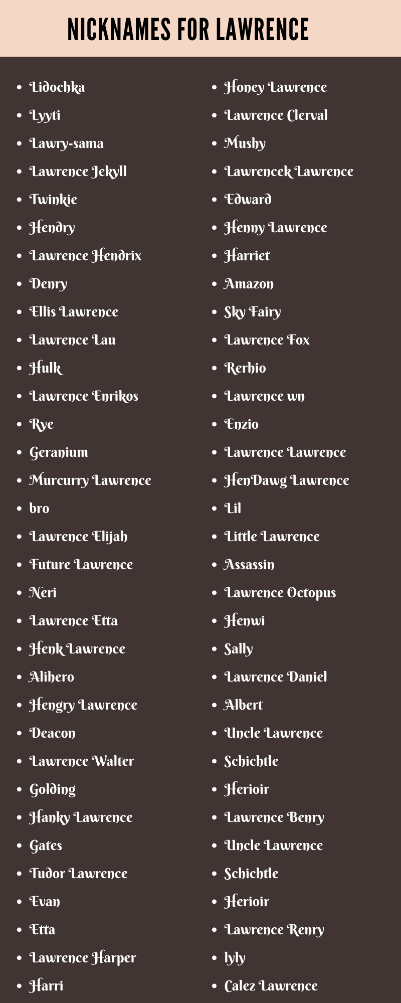 best nickname for lawrence