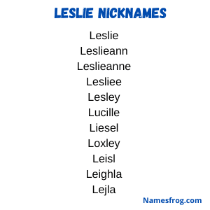 best nickname for leslie