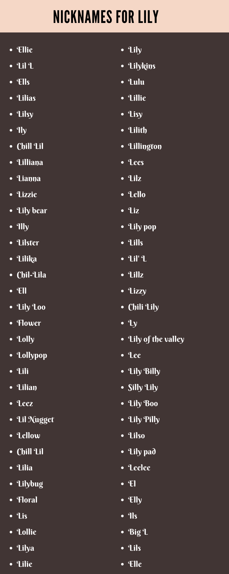 best nickname for lilly