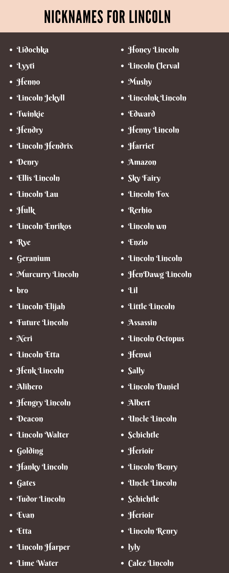 best nickname for lincoln