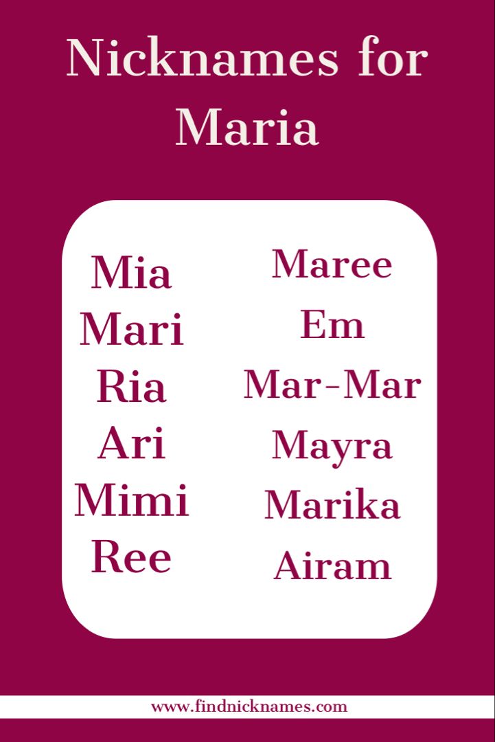 best nickname for maria