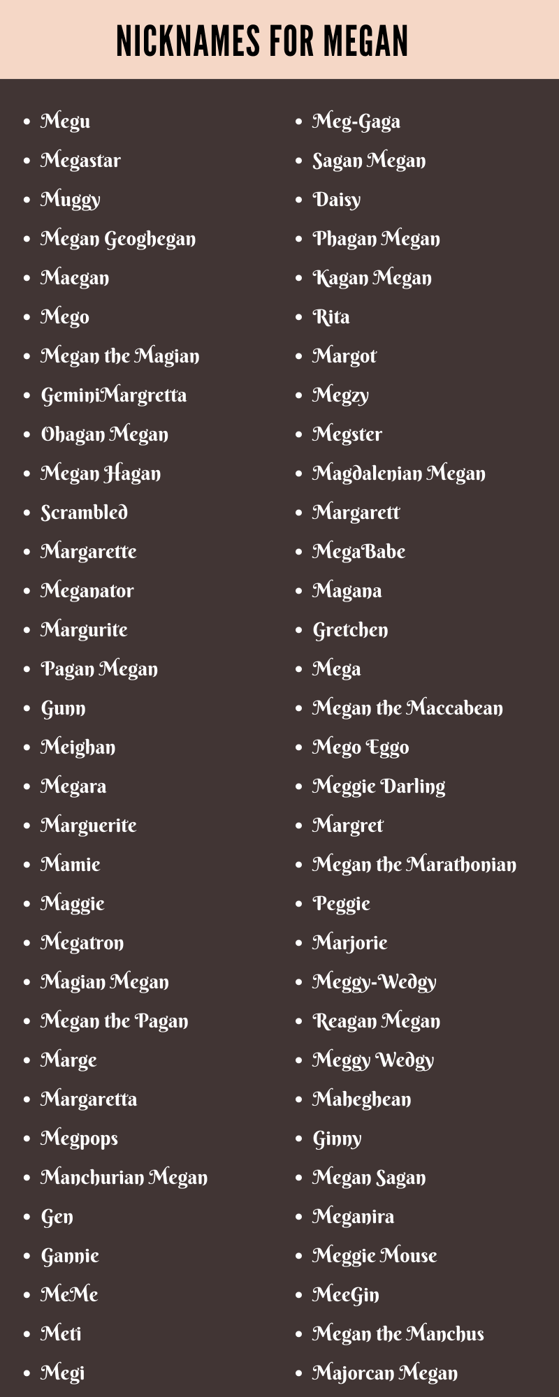 best nickname for megan