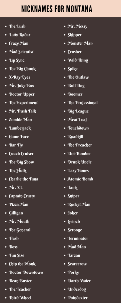 best nickname for montana