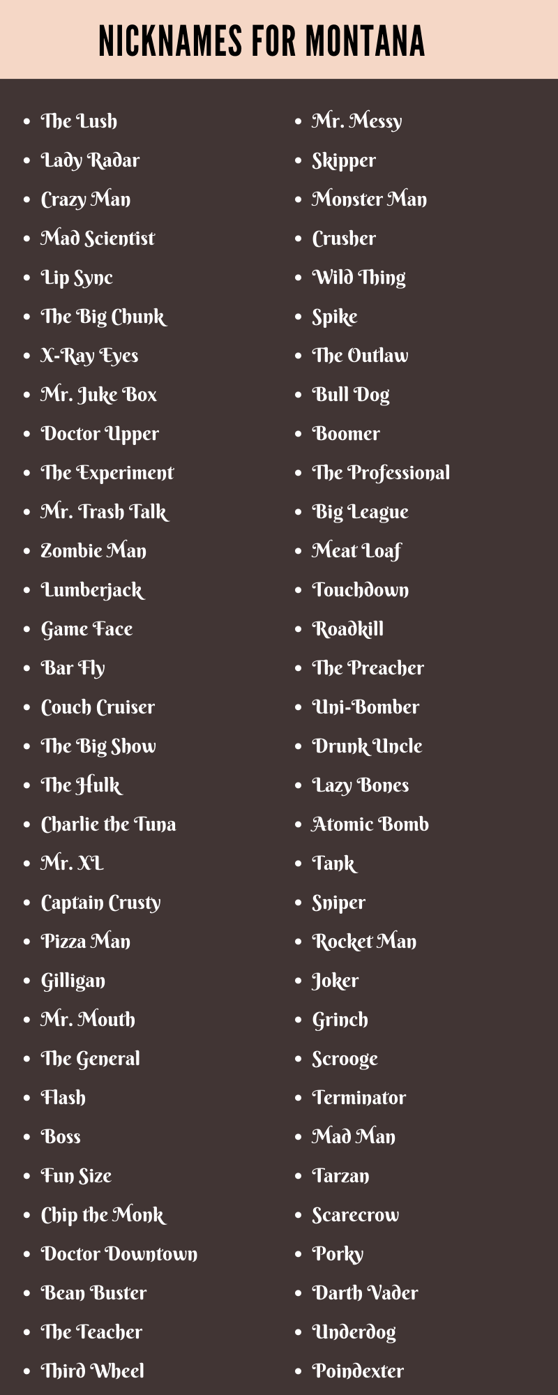 best nickname for montana