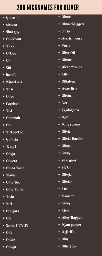 best nickname for oliver