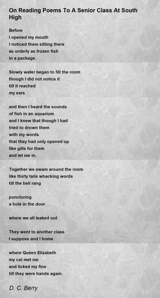 best on reading poems to a senior class at south high