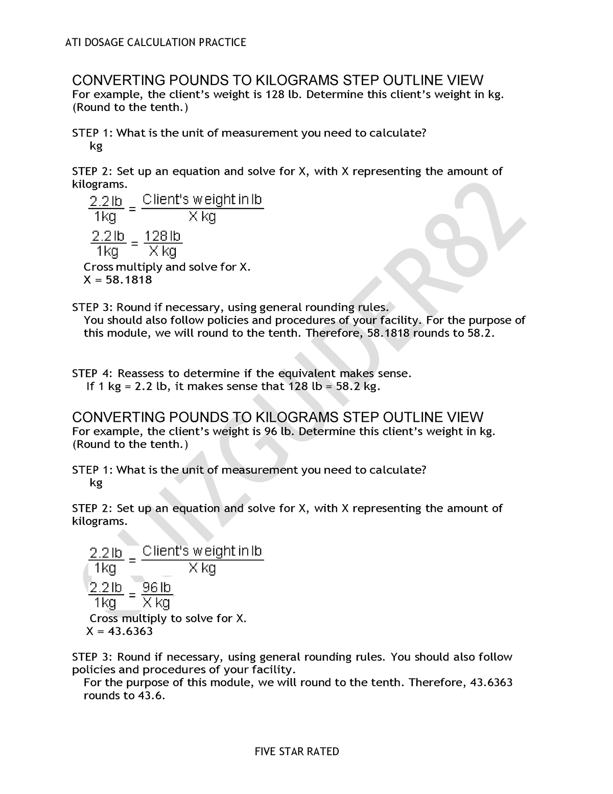 best ati med math practice questions