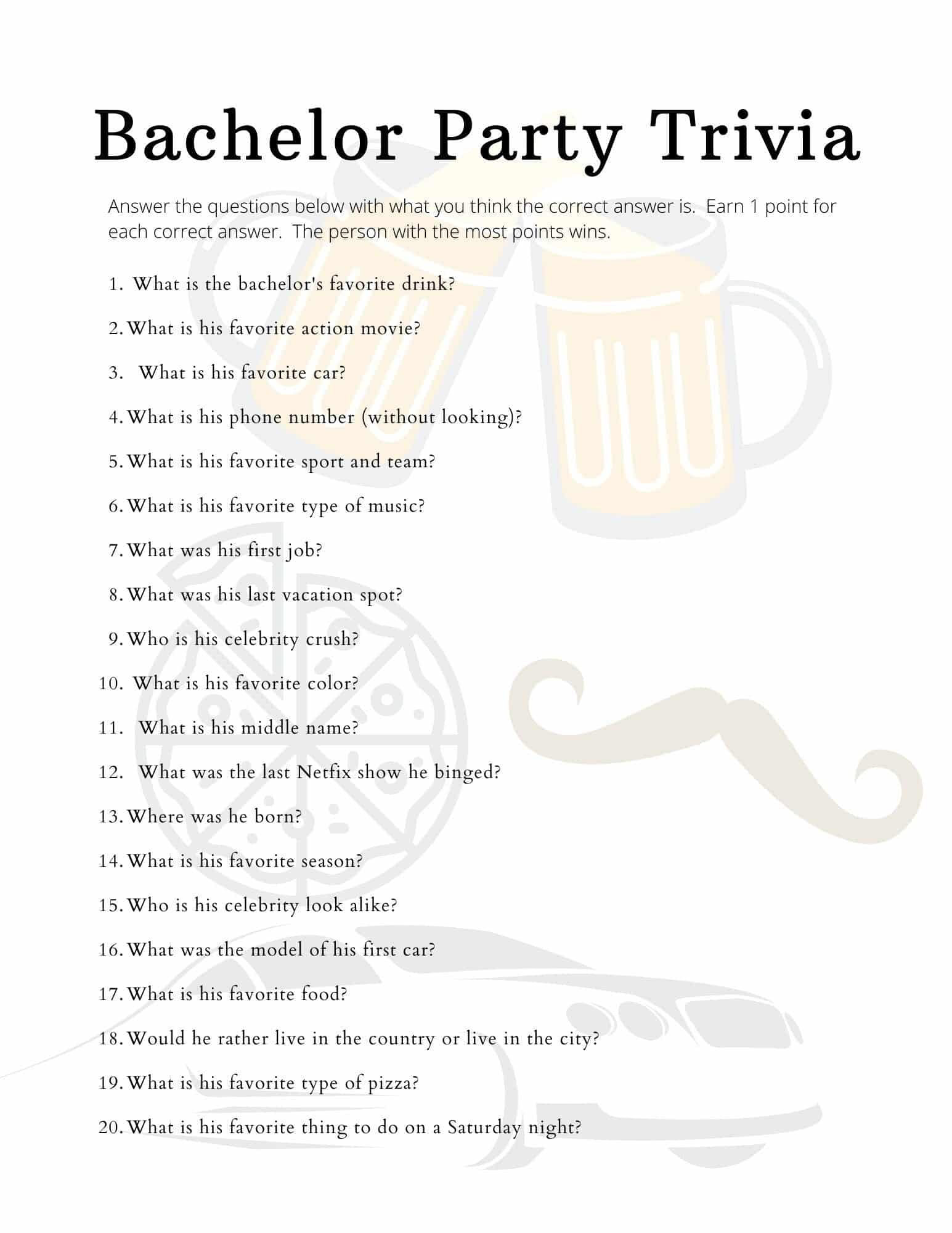 best bachelor trivia questions