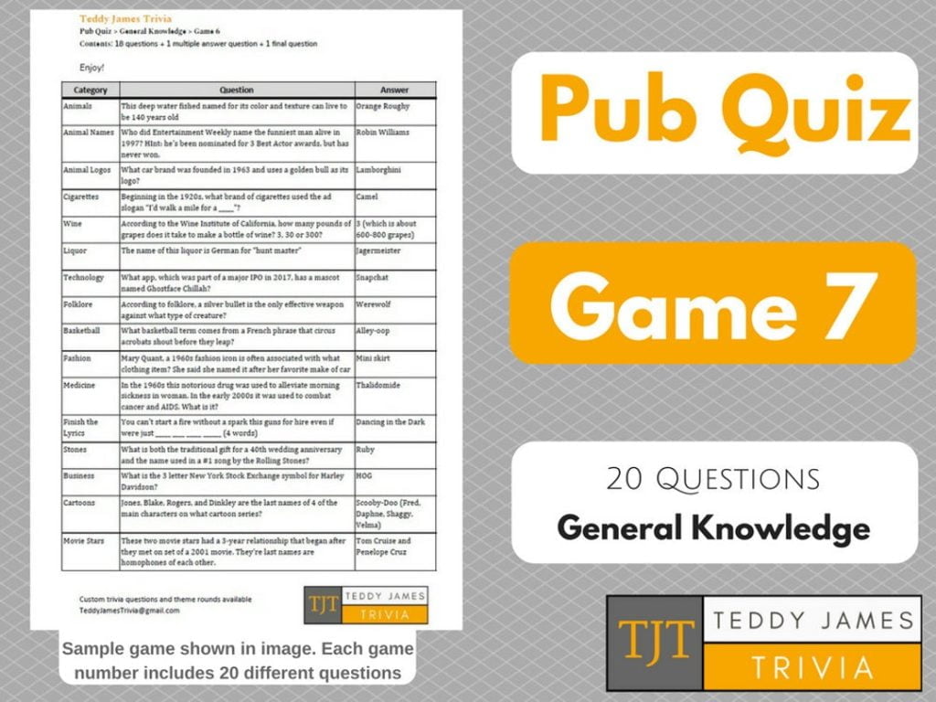 best bar trivia questions