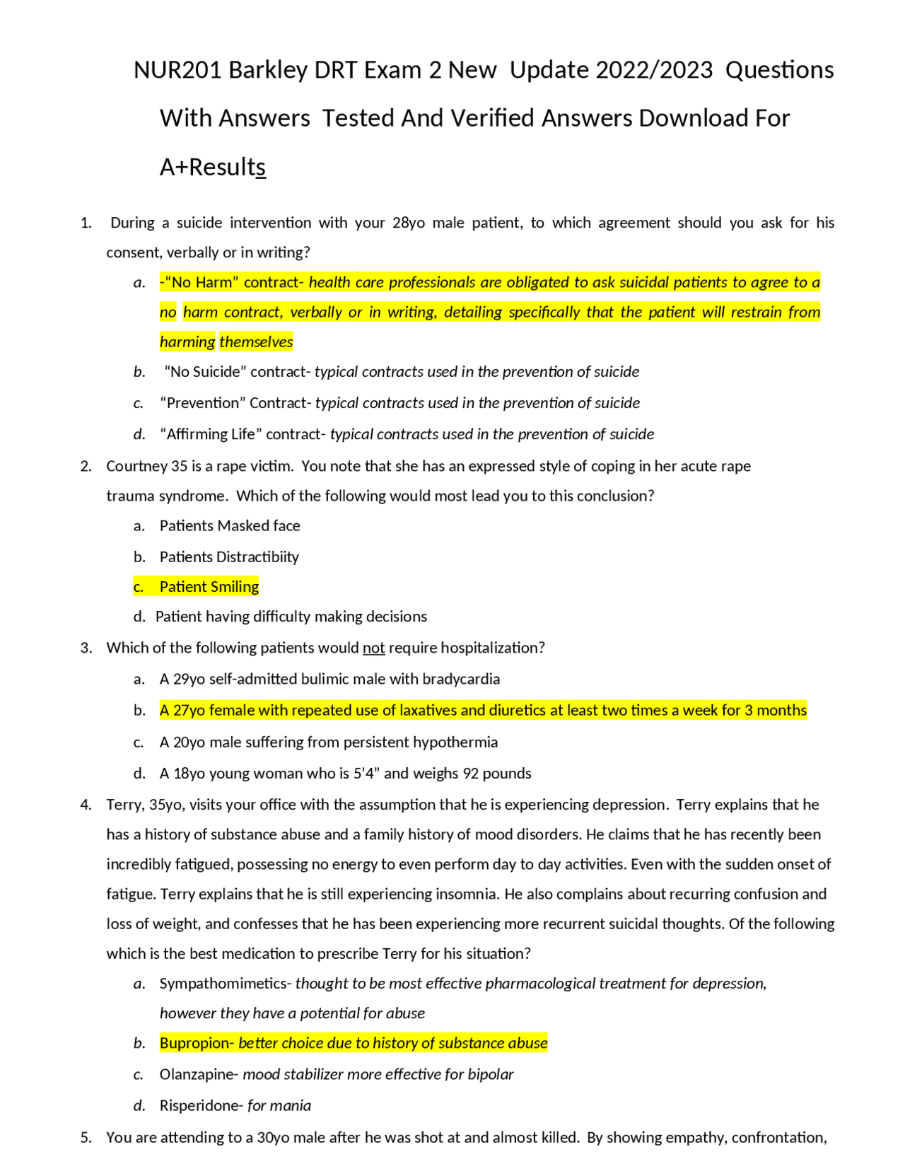 best barkley drt test questions