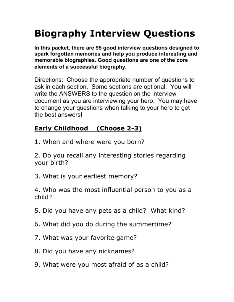 best biographical questions