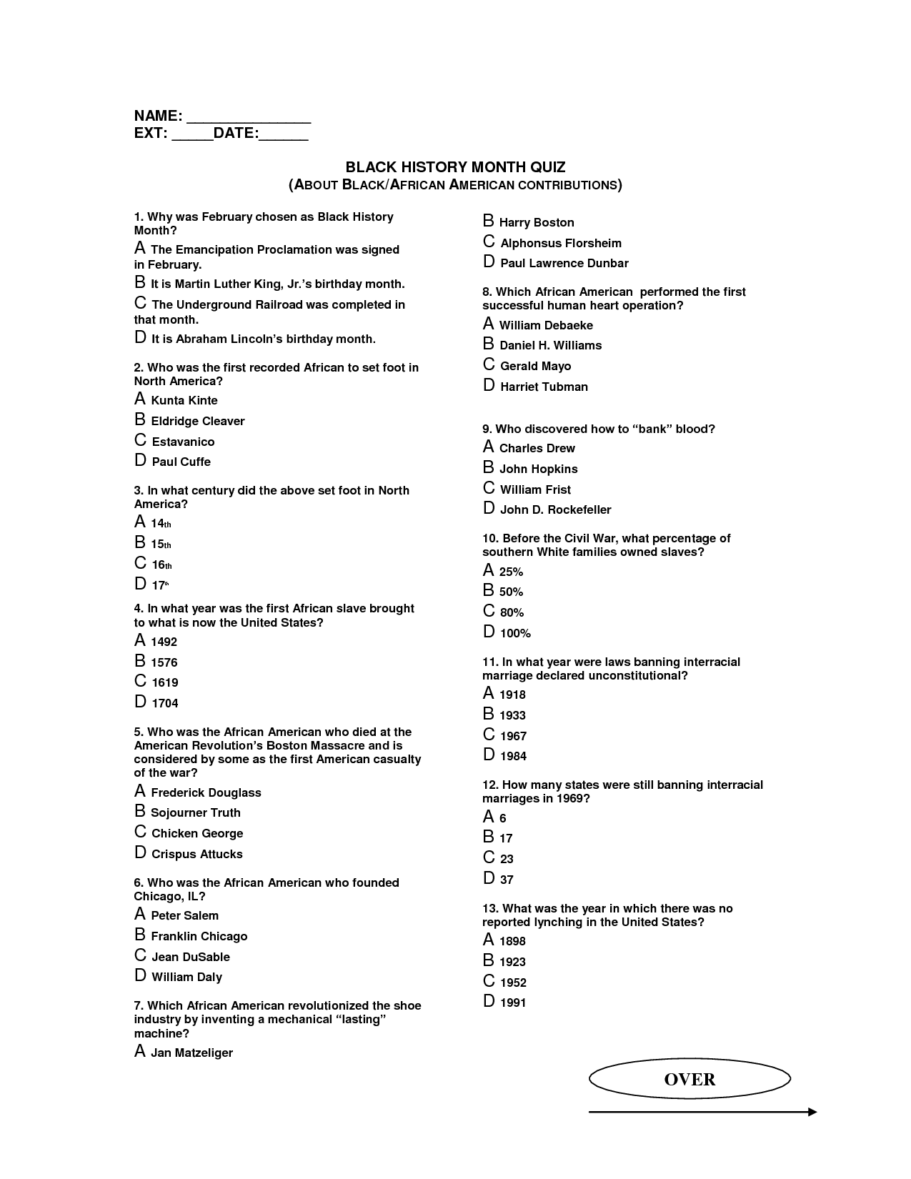 best black history questions